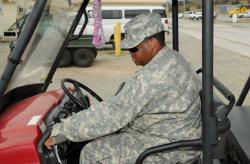 The "gadget guy" on his Gator, Army Spc. Keith Chambers.